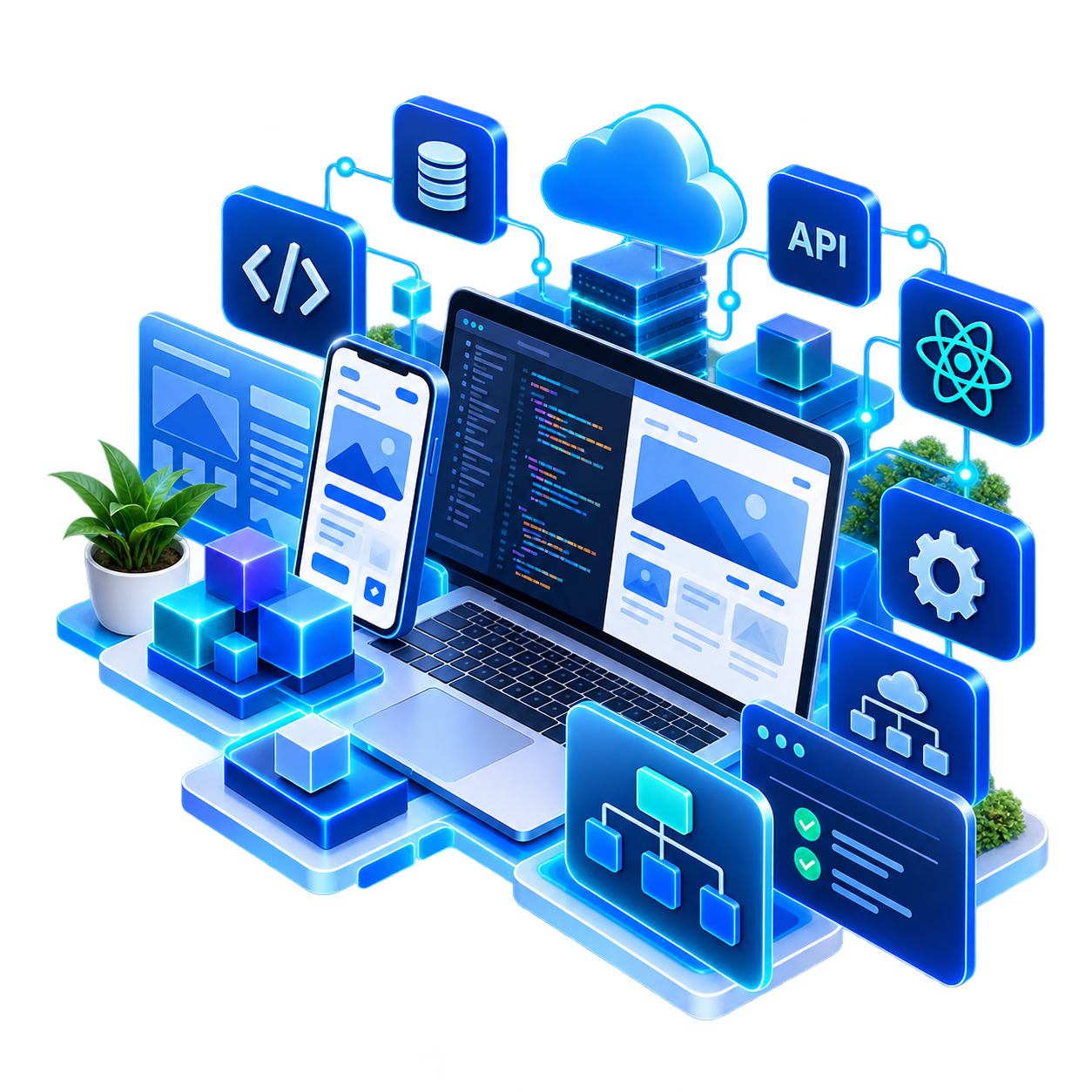 Connected custom product architecture spanning interfaces, services, data and enterprise systems